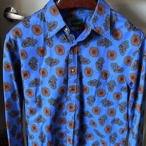 Men’s J.Crew, large, long sleeve, light blue, Paisley, cotton men’s shirt.